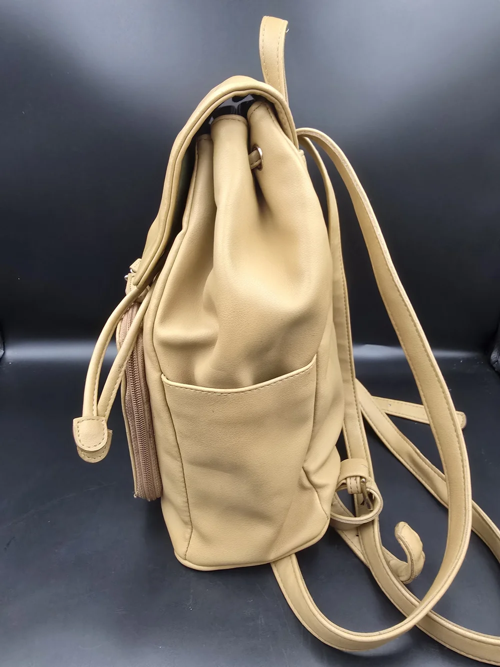 Liz Claiborne Tan Backpack Purse with Front Zip Pocket
